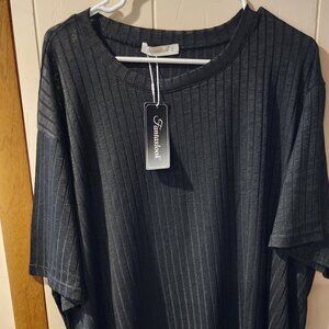 Fantaslook Ribbed Knit Top 4XL Black Short Sleeve NWT Casual Oversized